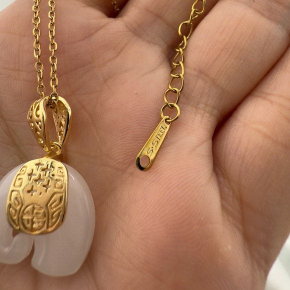 Anthropologie Gold and White Elephant Pendant Necklace - Picture 6 of 8